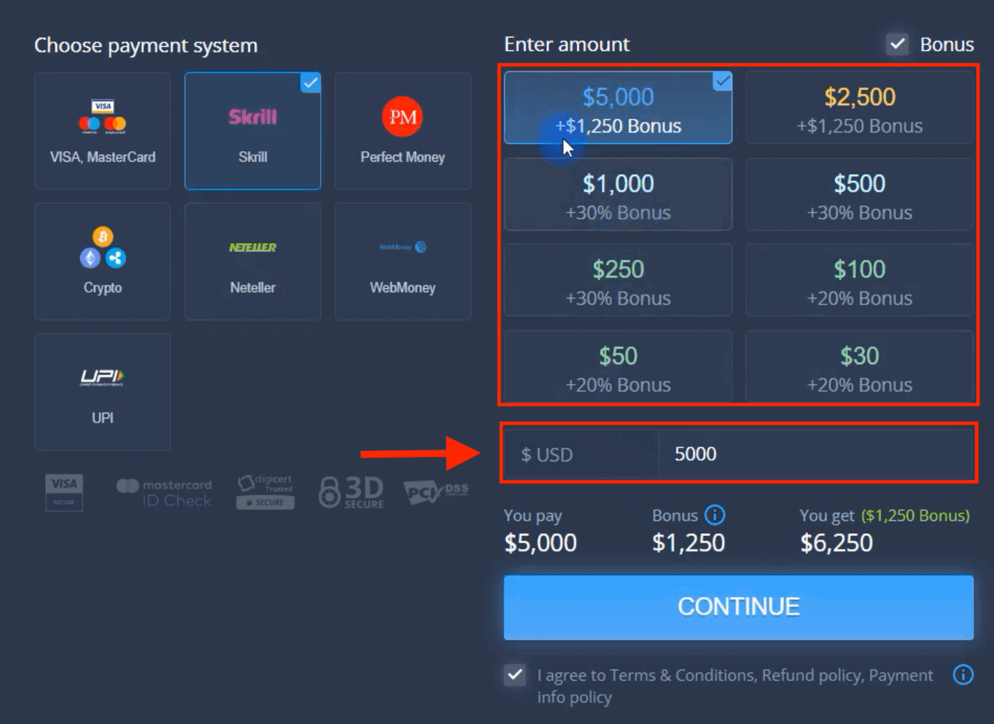 Deposite dinheiro em ExpertOption via cartões bancários (Visa / Mastercard), pagamentos eletrônicos e criptomoeda no Egito Deposite dinheiro em ExpertOption via cartões bancários (Visa / Mastercard), pagamentos eletrônicos e criptomoeda no Egito