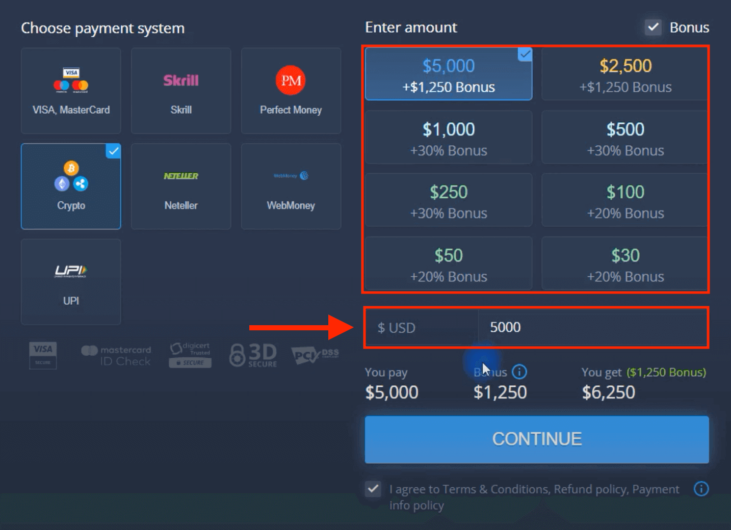 ExpertOption-indbetaling i Indien — Visa/Mastercard, UPI, E-betalinger og Crypto ExpertOption-indbetaling i Indien — Visa/Mastercard, UPI, E-betalinger og Crypto