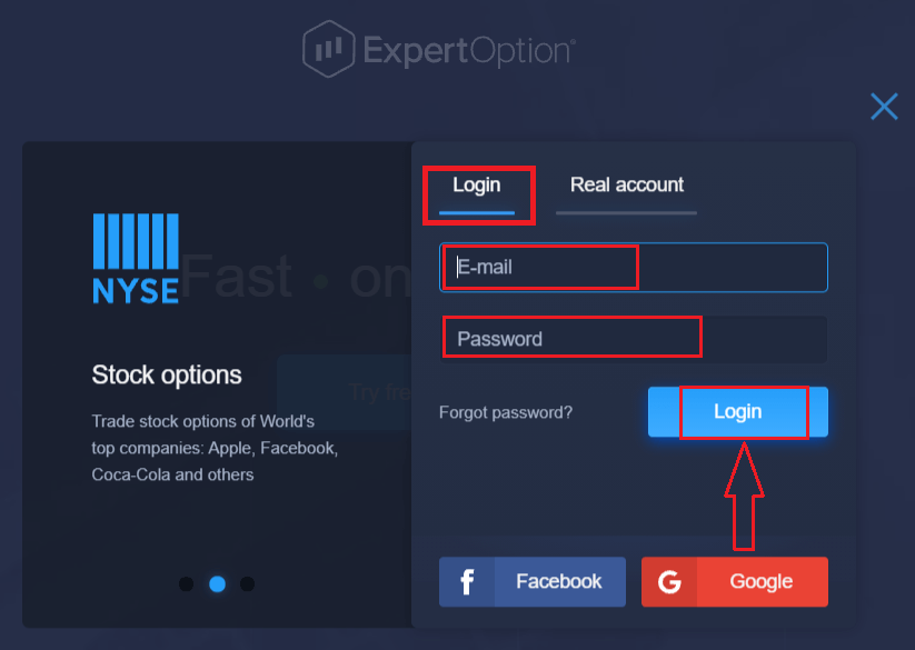 如何开设账户并登录到 ExpertOption